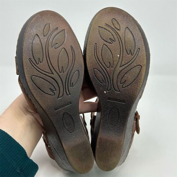 Born Women's Cognac Brown Leather Slingback Casual Wedge Sandals Size 10 - Picture 10 of 15